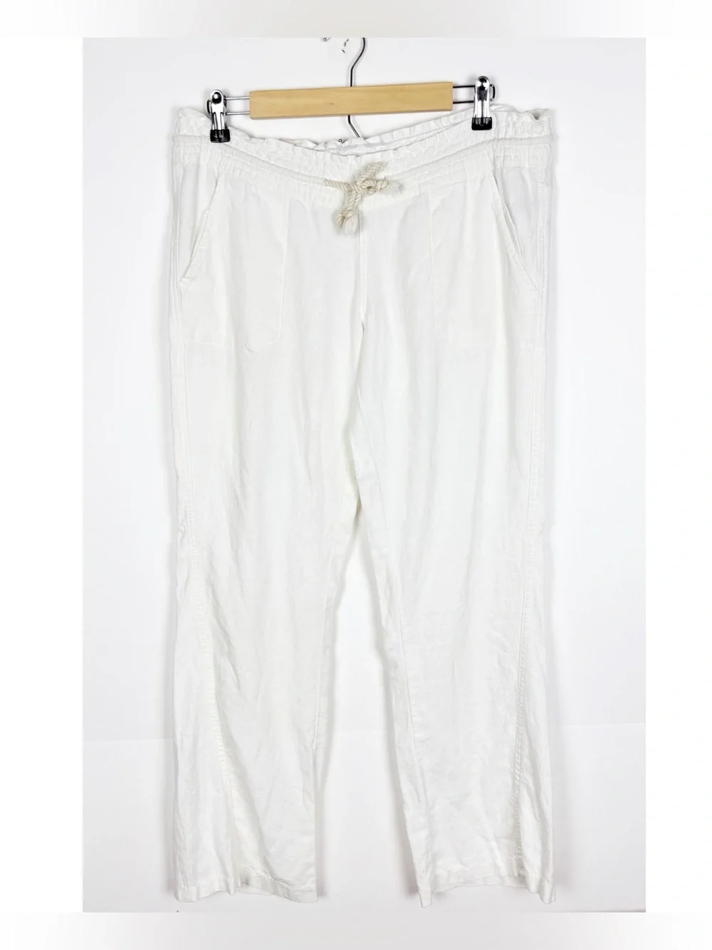 Roxy Pants Linen Blend White Wide Leg Size Medium Beach Summer Resortwear - Picture 5 of 5